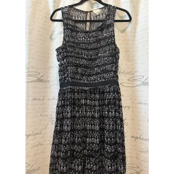 Anthropologie 9Hi5 Poststamp Black & White Ruched Tulle Dress - Size Medium - Picture 2 of 5